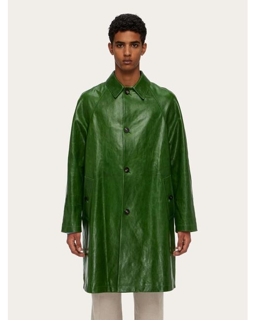 Ferragamo Herren Einreihiger Mantel Aus Nappa Grün in Green für Herren