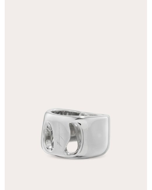 Ferragamo White Vara Ring (50Mm)