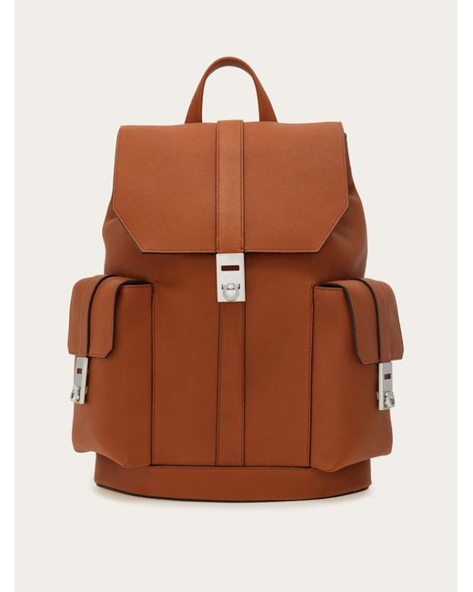 Ferragamo Brown Utility Backpack With Hug Buckle for men