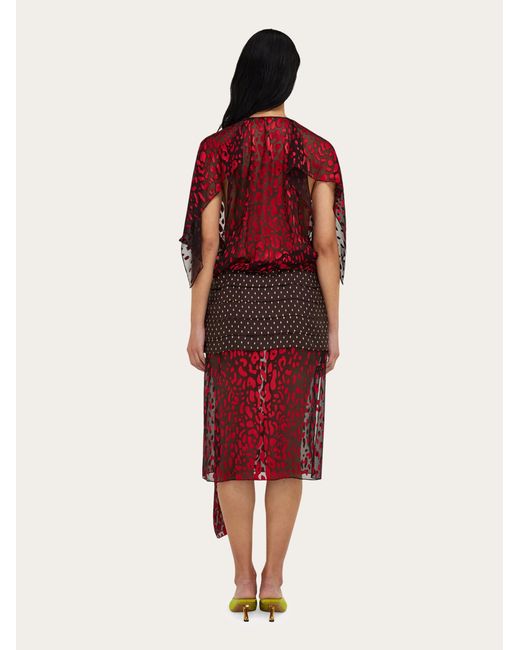 Ferragamo Red Silk And Viscose Dress