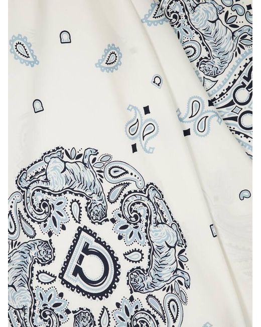 Ferragamo White Arabesque Print Silk Sarong