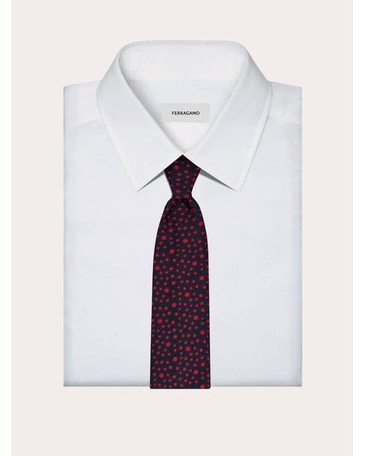 Ferragamo Blue Pois Print Silk Tie for men