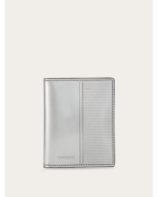 Ferragamo Gray Credit Card Holder With Knurled Detailing for men