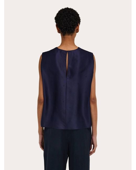 Ferragamo Blue Sleeveless Silk Top