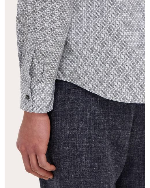 Ferragamo Blue Micro-Patterned Shirt for men