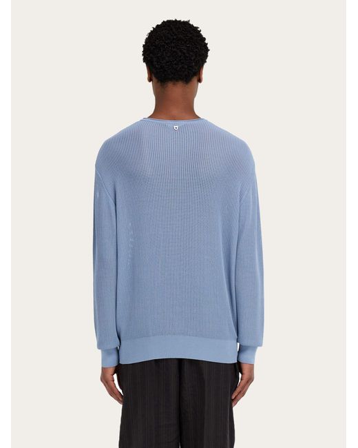 Ferragamo Blue Crew Neck Sweater for men