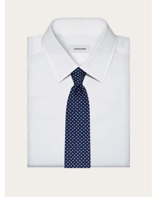 Ferragamo Blue Mail Print Silk Tie for men