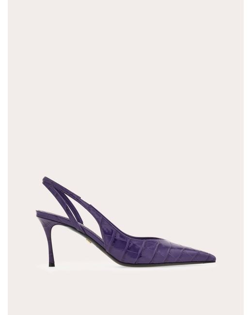 Ferragamo Purple Mid Heel Slingback