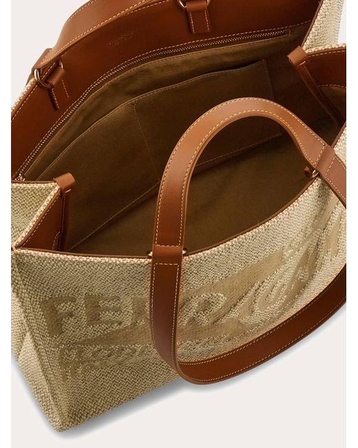 Ferragamo Natural Tote Bag With Logo (L)