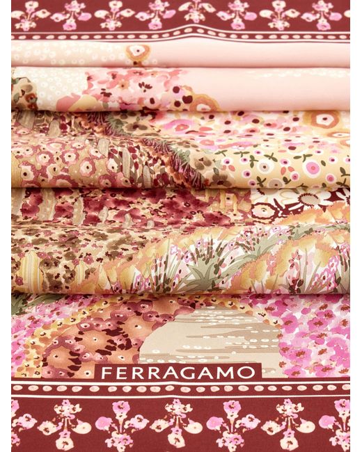 Ferragamo Pink Palazzo Spini Feroni Print Silk Scarf