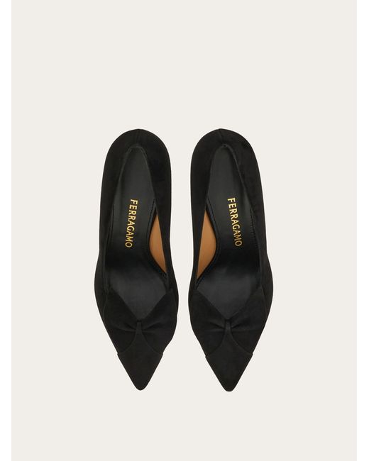 Ferragamo Black Soft Bow Pump