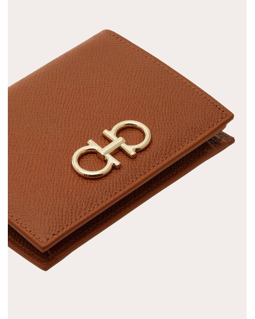 Ferragamo Brown Gancini Compact Wallet