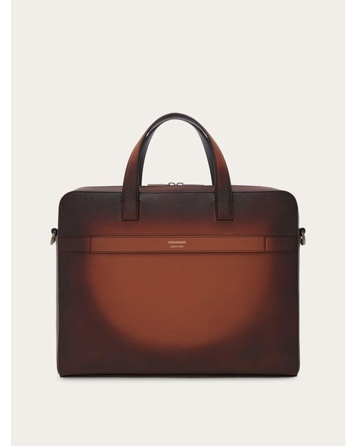 Ferragamo Brown Gancini Briefcase for men
