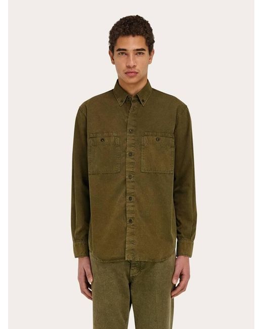 Ferragamo Green Button Down Work Shirt for men