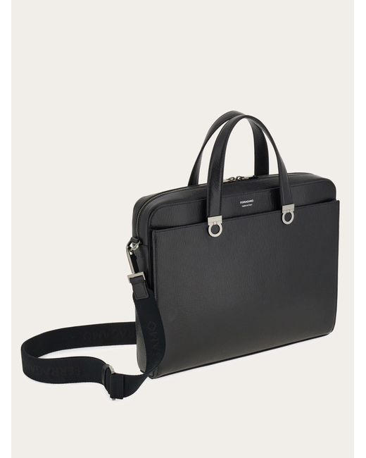 Ferragamo Black Gancini Briefcase for men