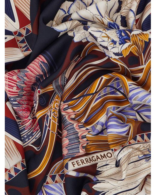 Ferragamo Multicolor Flowers And Butterflies Print Shawl