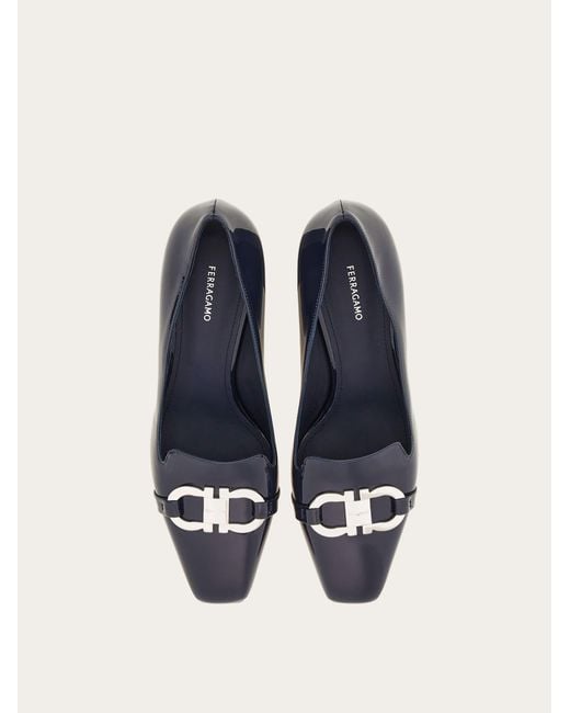 Ferragamo Blue Gancini Ornament Pump .5