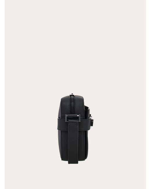 Ferragamo Black Shoulder Bag With Gancini Buckles for men