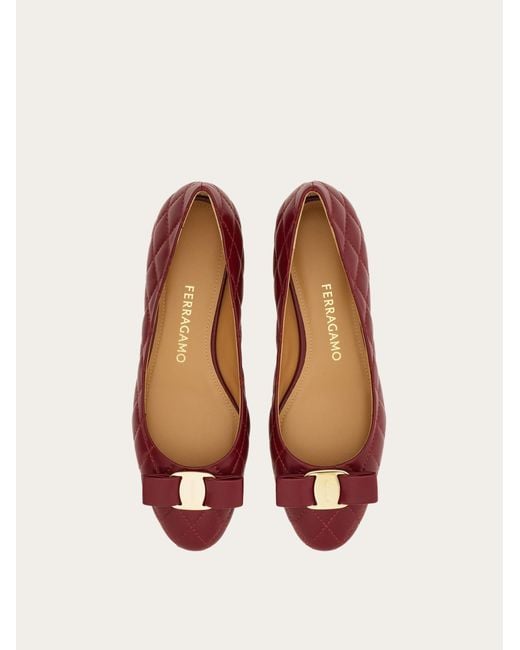 Ferragamo Red Quilted Varina Ballet Flat .5