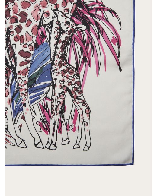 Ferragamo Blue Damen Seidenhalstuch mit Dschungel-Print