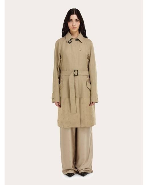 Ferragamo Natural Duster Coat With Satin Inserts