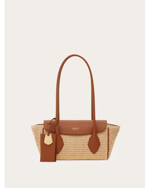 Ferragamo Natural East-West Tote Bag (S)