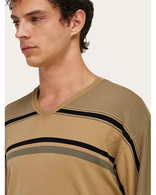 Ferragamo Green V-Neck Sweater for men