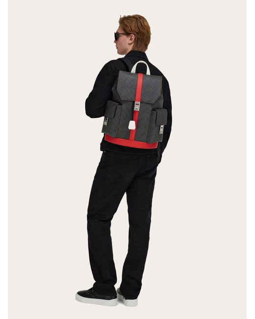 Ferragamo Black Dual-Pocket Backpack for men