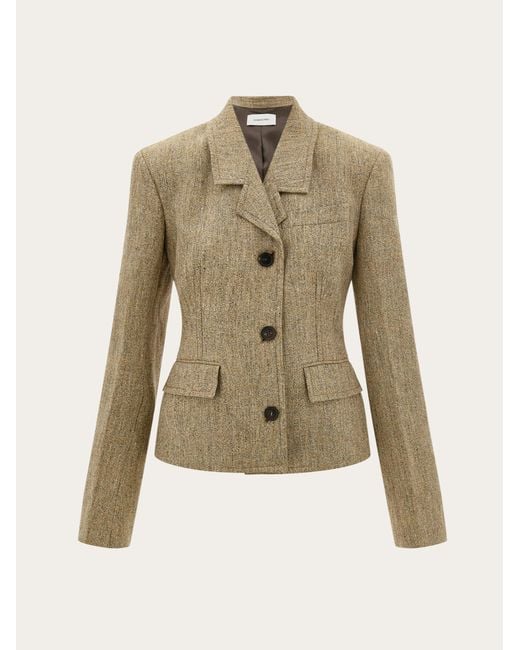 Ferragamo Natural Single Breasted Blazer