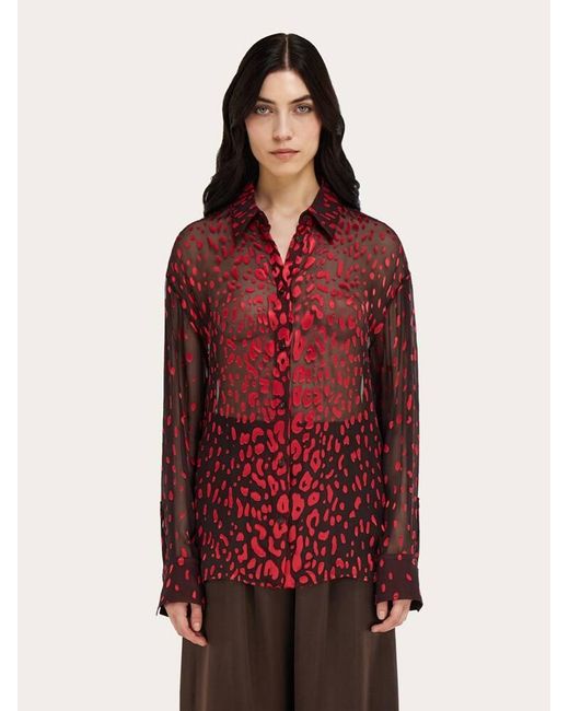 Ferragamo Red Devoré Georgette Shirt