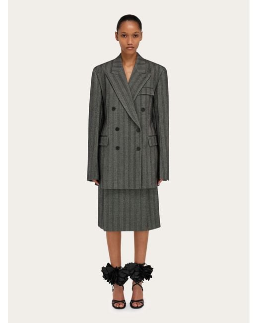 Donna Blazer Doppiopetto Oversize di Ferragamo in Gray