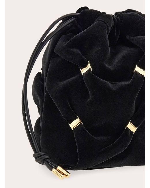 Ferragamo Black Mini Varini Mini Bucket Bag