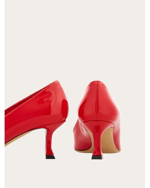 Ferragamo Red Women Kitten Heel Pump With Asymmetric Bow