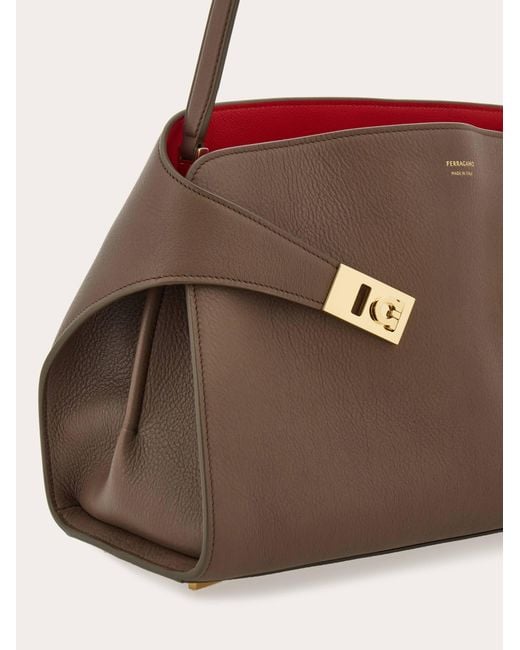 Ferragamo Brown Hug Soft Bicolor Shoulder Bag (M)
