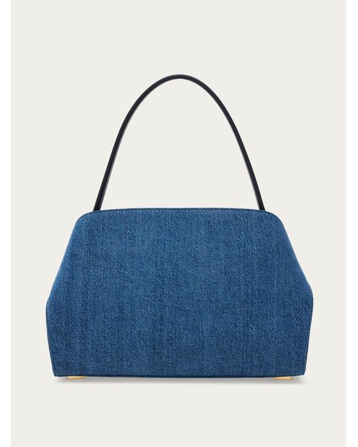 Ferragamo Blue Hug Soft Shoulder Bag (M)