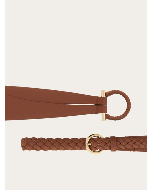 Ferragamo Brown Covered Gancini Fixed Belt