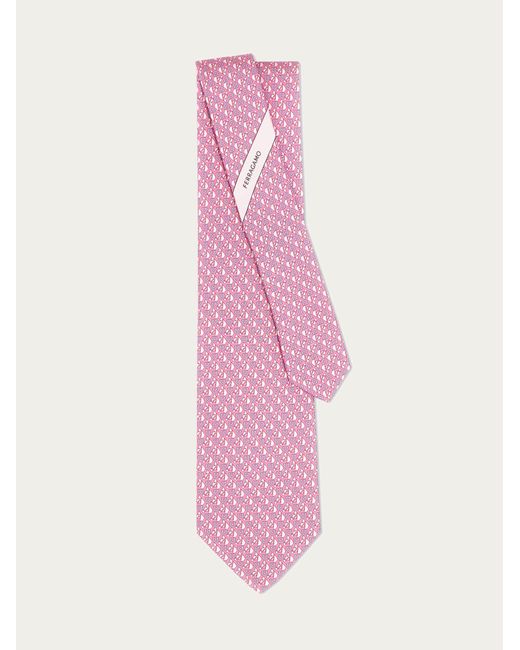 Ferragamo Pink Equestrian Print Silk Tie for men