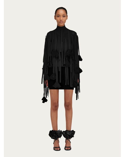 Mujer Jersey De Con Flores Negro Ferragamo de color Black