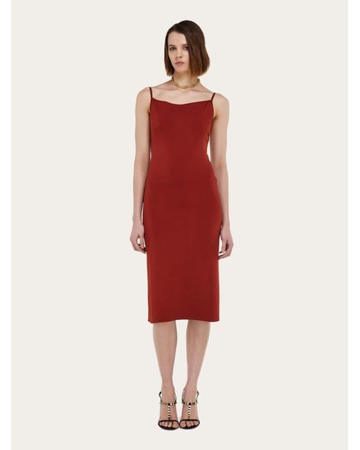 Ferragamo Red Knitted Slip Dress