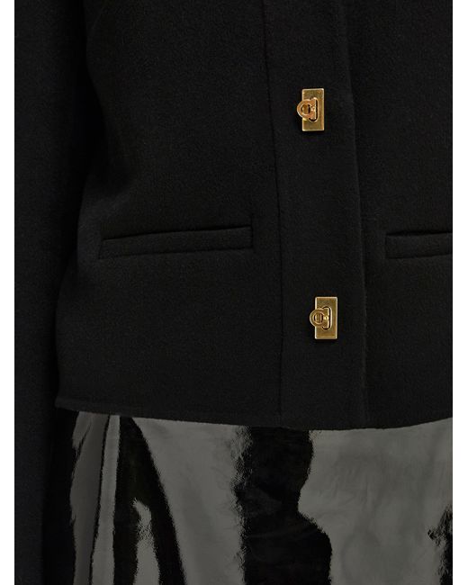 Ferragamo Black Wool And Cashmere Gancini Jacket
