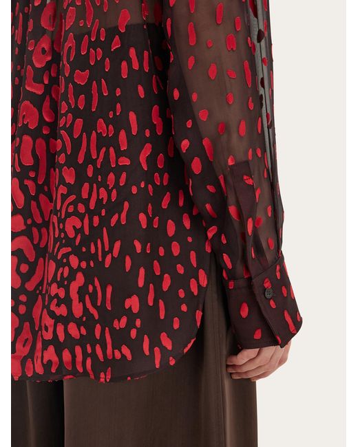 Ferragamo Red Devoré Georgette Shirt