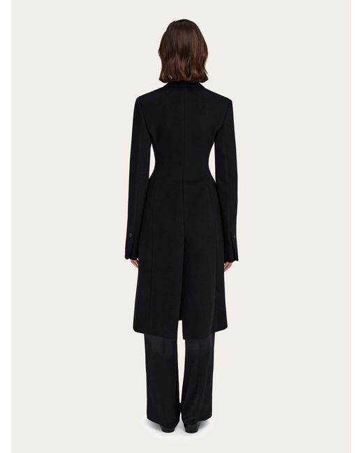 Ferragamo Blue Fitted Single Breasted Coat
