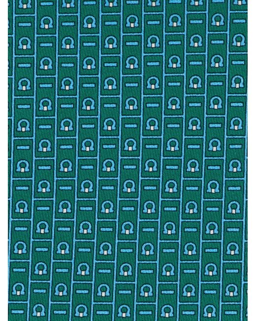 Ferragamo Herren Seidenkrawatte Mit Gancini-Monogramm-Print Grün in Green für Herren