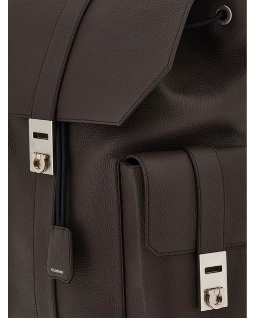 Hommes Sac À Dos Double Poche Brun Ferragamo pour homme en coloris Black