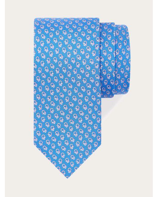 Hommes Cravate En Soie Imprimé Love Bleu Ferragamo pour homme en coloris Blue