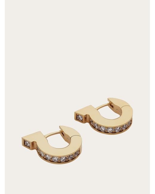 Ferragamo Natural Gancini Earrings With Crystals