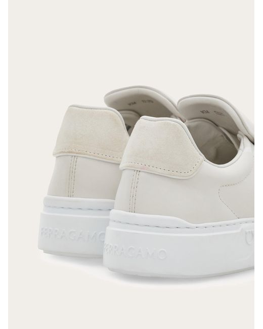 Ferragamo White Gancini Sneaker for men