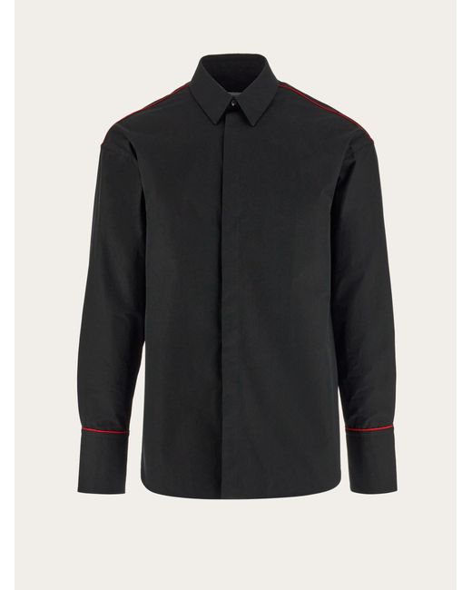 Ferragamo Black Sports Shirt With Contrasting Piping for men
