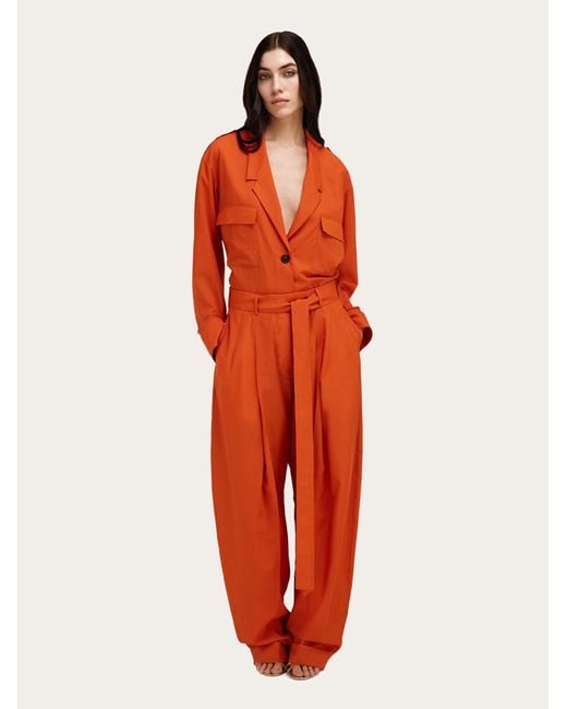 Ferragamo Orange Barrel-Leg Trousers
