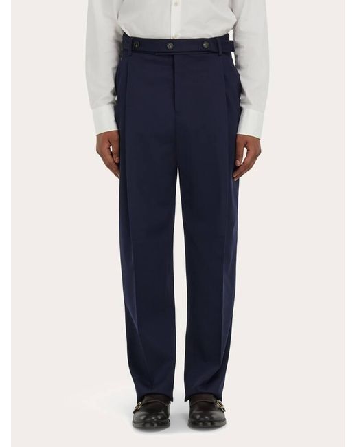 Ferragamo Blue Tailored Trousers With Button Detail for men